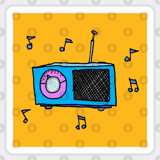 Cute Transistor Radio Sketchy Rock and Roll Station Sticker by callingtomorrow